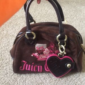 Juicy Couture brown velvet bowler bag
